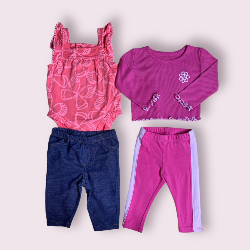 1 Carters set & 1 Okie dokie baby girl set 3M